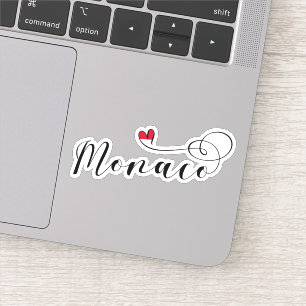 Sticker Coeur Monaco, Monaco Drapeau, I Love Monaco