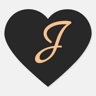 Sticker Cœur Monogram J couleur or sur Minuit noir,