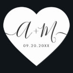 Sticker Cœur Monogram Script Custom Wedding date Heart<br><div class="desc">Elevate your wedding details with the Minimalist Monogram Script Custom Wedding Date Heart shaped Sticker (see other shapes). This elegant and personalized sticker adds a touch of sophistication to your wedding stationery, allowing you to showcase your monogram and wedding date in a simple yet impactful way. The sticker features a...</div>