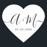 Sticker Cœur Monogram Script Custom Wedding date Heart<br><div class="desc">Elevate your wedding details with the Minimalist Monogram Script Custom Wedding Date Heart shaped Sticker (see other shapes). This elegant and personalized sticker adds a touch of sophistication to your wedding stationery, allowing you to showcase your monogram and wedding date in a simple yet impactful way. The sticker features a...</div>