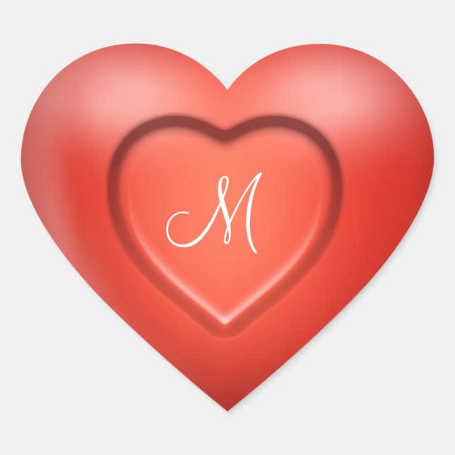 Sticker Cœur Monogramme 3D personnalisé (Devant)