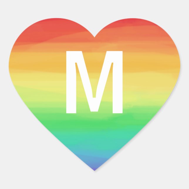 Sticker Cœur Monogramme arc-en-ciel (Devant)