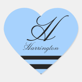 Sticker Cœur "Monogramme avec rayures à Lucia Font"