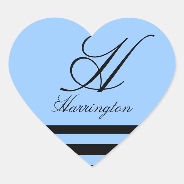 Sticker Cœur "Monogramme avec rayures à Lucia Font" (Devant)
