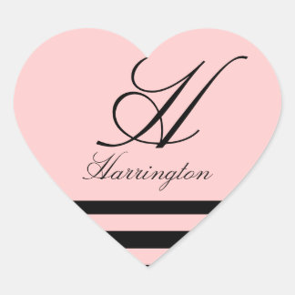 Sticker Cœur "Monogramme avec rayures à Lucia Font"