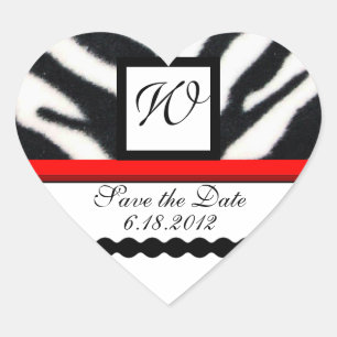Sticker Cœur MONOGRAMME DE FOURRURE ZEBRA BLANC ROUGE, Enregist
