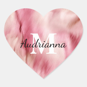 Sticker Cœur Monogramme de vache rose chic
