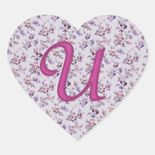Sticker Cœur Monogramme Floral Vintage U