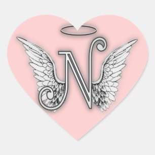 Sticker Cœur Monogramme Heart Angel Wings