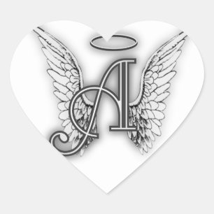 Sticker Cœur Monogramme Heart Angel Wings
