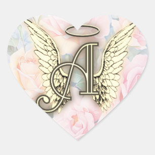 Sticker Cœur Monogramme Heart Angel Wings