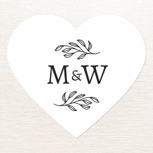 Sticker Cœur Monogramme Initial de Couple de Mariage Cœur Botan