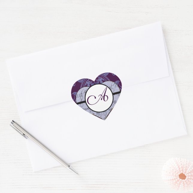 Sticker Cœur Monogramme Mariage Vow Heart (Enveloppe)