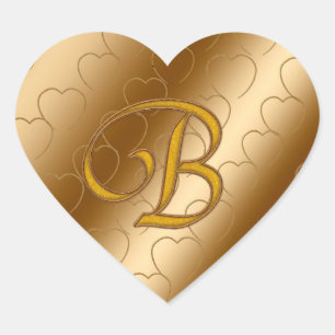 Sticker Cœur Monogramme Or de luxe B