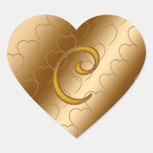 Sticker Cœur Monogramme Or de luxe C