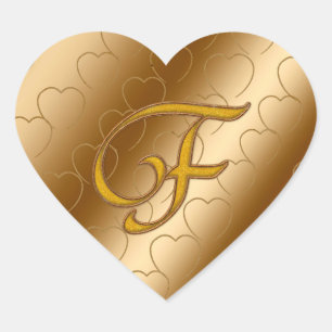 Sticker Cœur Monogramme Or de luxe F