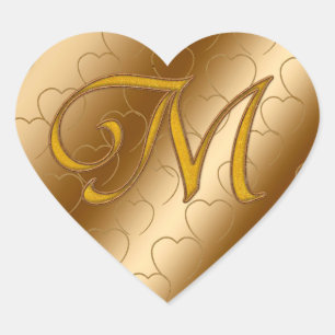 Sticker Cœur Monogramme Or de luxe M