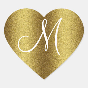 Sticker Cœur Monogramme Parties scintillant d'or