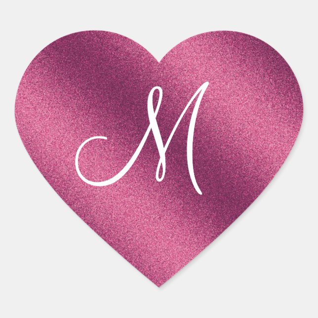 Sticker Cœur Monogramme Parties scintillant rose (Devant)