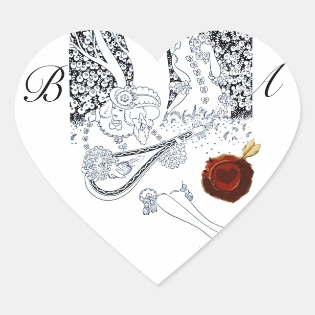 STICKER CŒUR MONOGRAMME ROMANTIQUE DES AMATEURS DE VALENTINE RO (Devant)