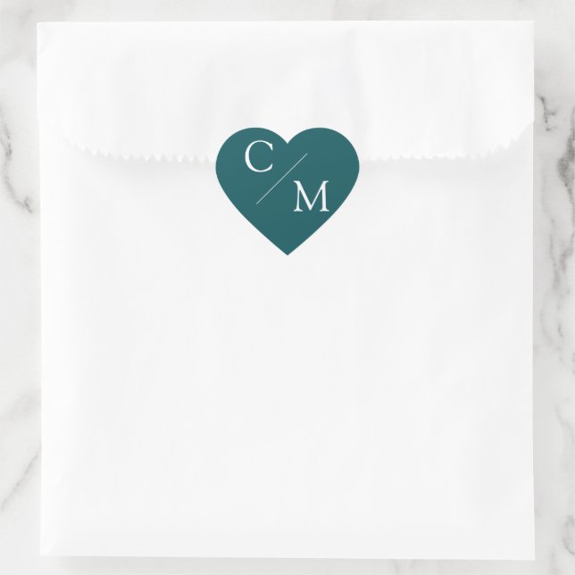 Sticker Cœur monogramme simple et élégant (Sac)