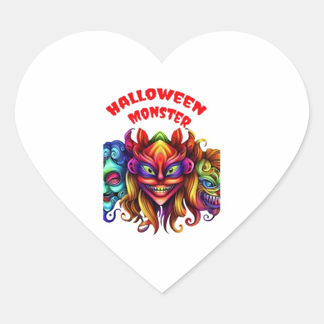 Sticker Cœur Monstre d'Halloween (Devant)