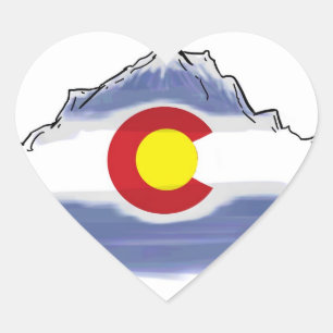 Sticker Cœur Montagne artistique de drapeau du Colorado