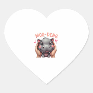 Sticker Cœur Moo-Deng Baby Pygmy Hippo Cute Baby Hippo Moodeng