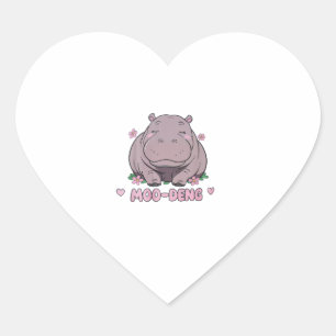Sticker Cœur Moo-Deng Le fameux mou bébé Hippopotamus en thaï