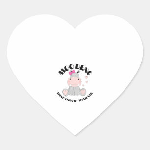 Sticker Cœur Moo Deng Pygmy en Thaïlande - Le mignon bébé Hippo