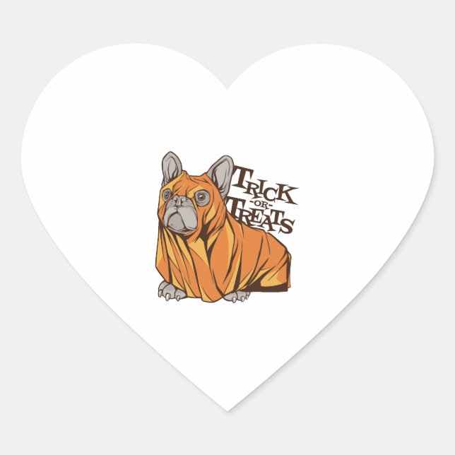 Sticker Cœur Mops d'Halloween (Devant)