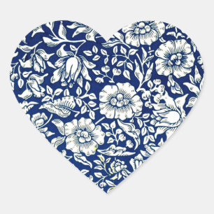 Sticker Cœur Morris - Couleur bleue, motif vintage