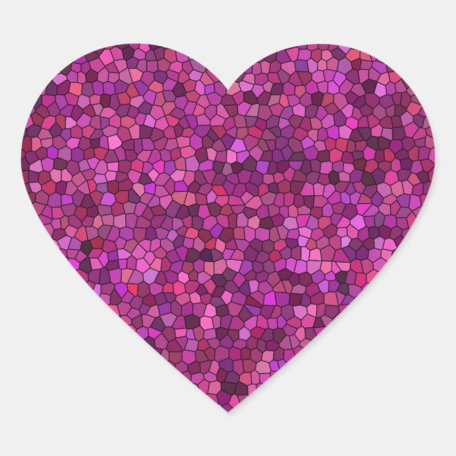 Sticker Cœur Mosaïque violet rose (Devant)