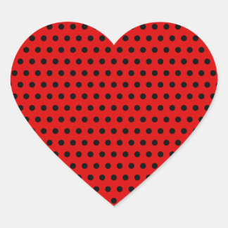 Sticker Cœur Motif à points Polka rouge et noir. Spotty.