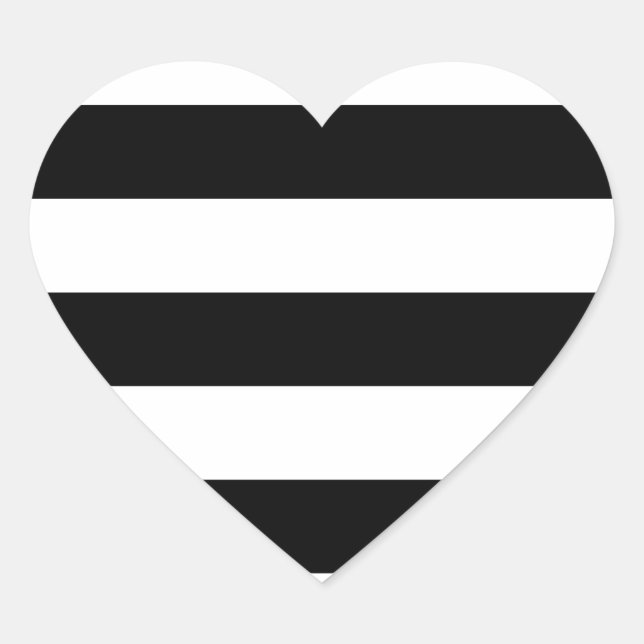 Sticker Cœur motif à rayures blanches noires (Devant)