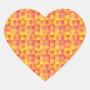 Sticker Cœur Motif abstrait à carreaux rouges et jaunes