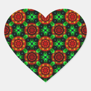 Sticker Cœur Motif Abstrait Floral Moderne Bohème Élégant #504