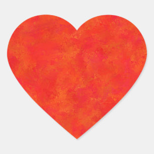 Sticker Cœur Motif abstrait orange rouge