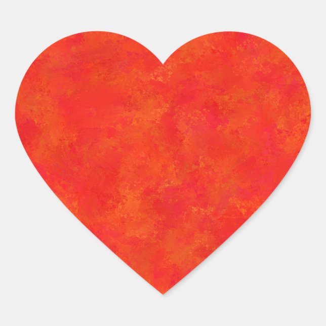 Sticker Cœur Motif abstrait orange rouge (Devant)