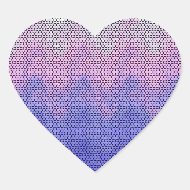 Sticker Cœur Motif Abstrait Violet Rose Hexagone (Devant)