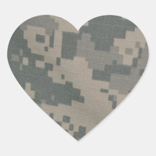 Sticker Cœur Motif Acu Camouflage Troupe Art Numérique Paix