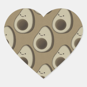 Sticker Cœur Motif Avocado de style vintage