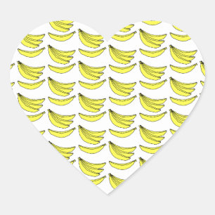 Sticker Cœur Motif banane.