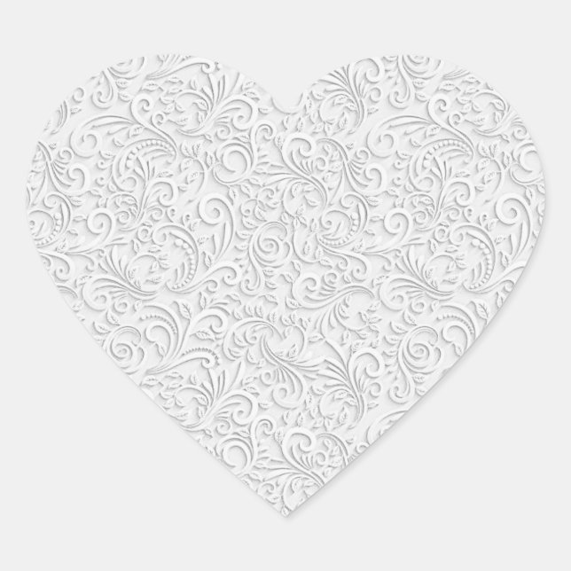 Sticker Cœur Motif blanc élégant (Devant)