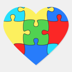 Sticker Cœur Motif coloré de puzzle denteux