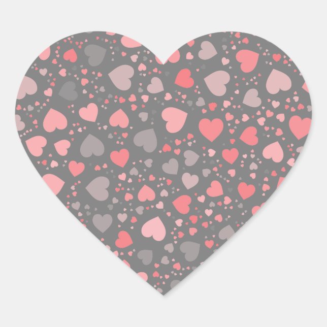 Sticker Cœur Motif de cœur mignon Teintes pastel rose/gris (Devant)