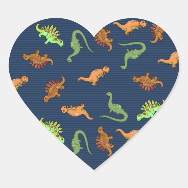 Sticker Cœur Motif de dinosaures mignons (Devant)