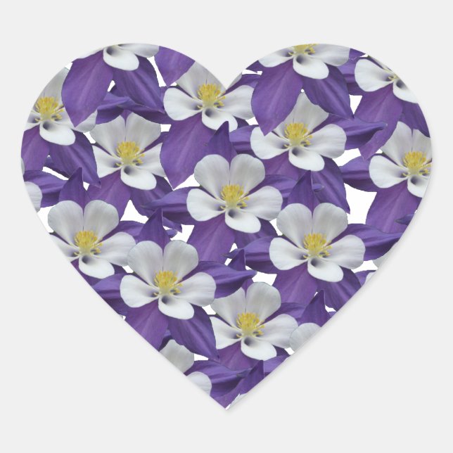 Sticker Cœur Motif de fleurs Columbine (Devant)