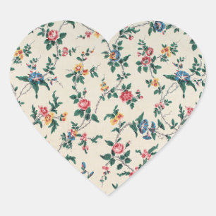 Sticker Cœur Motif de fleurs multicolores populaire