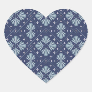 Sticker Cœur Motif de formes géométriques bleues 